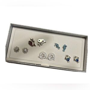 Boxed Set of Five Coastal  tropical , beach themed earrings.